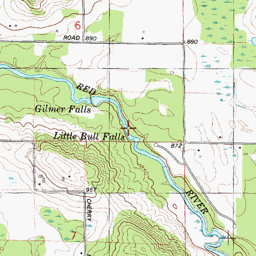 Topographic Map of Little Bull Falls, WI