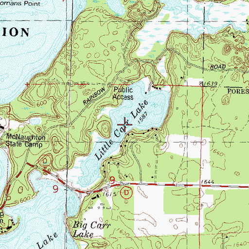 Topographic Map of Little Carr Lake, WI