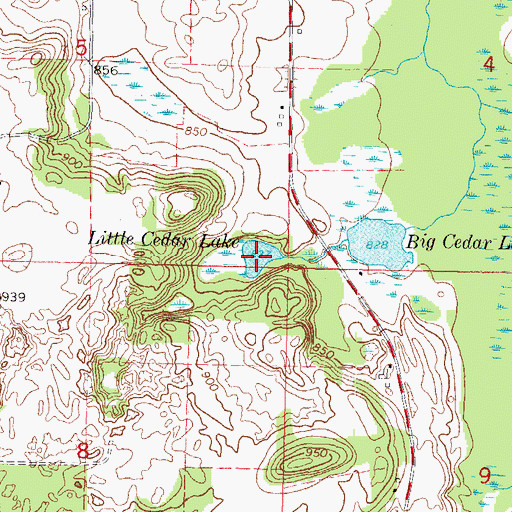 Topographic Map of Little Cedar Lake, WI