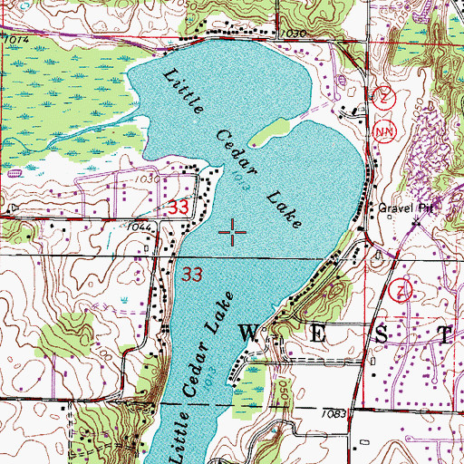Topographic Map of Little Cedar Lake, WI