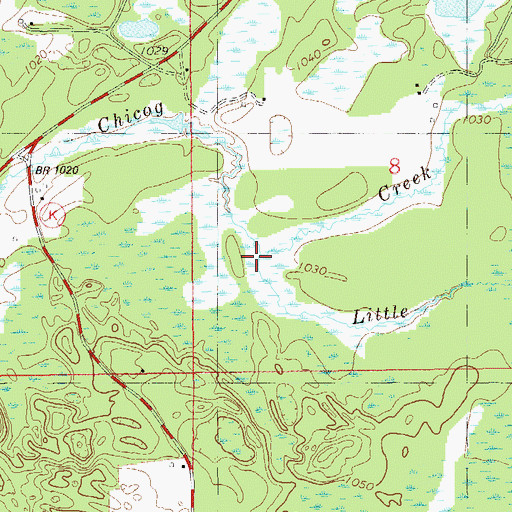 Topographic Map of Little Chicog Creek, WI