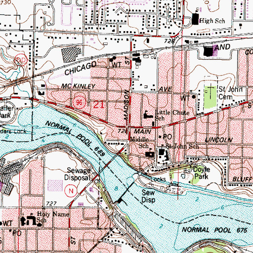 Topographic Map of Little Chute, WI