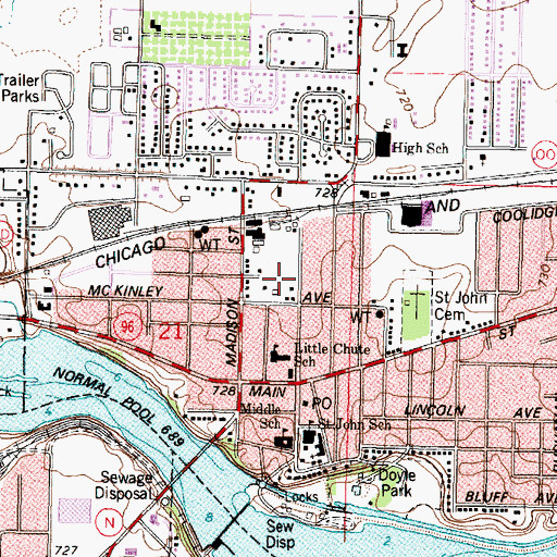 Topographic Map of Little Chute Elementary School, WI