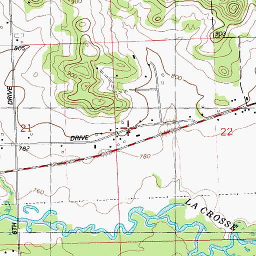 Topographic Map of Little Creek School, WI