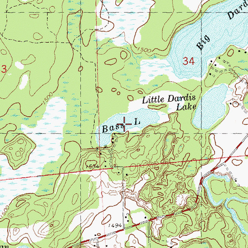 Topographic Map of Little Dardis Lake, WI