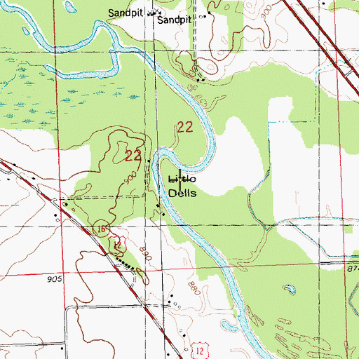 Topographic Map of Little Dells, WI