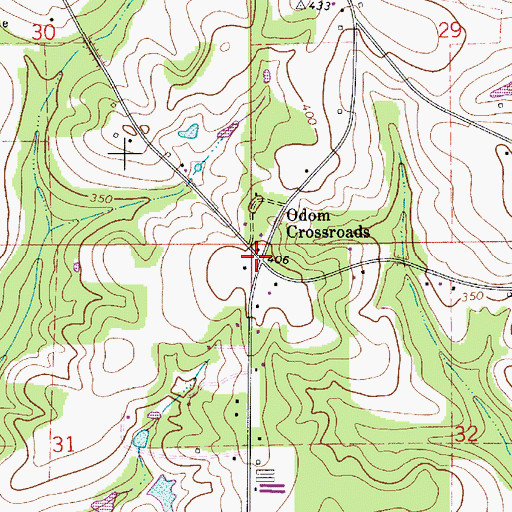 Topographic Map of Odom Crossroads, AL