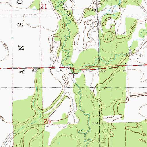 Topographic Map of Little Drywood Creek, WI