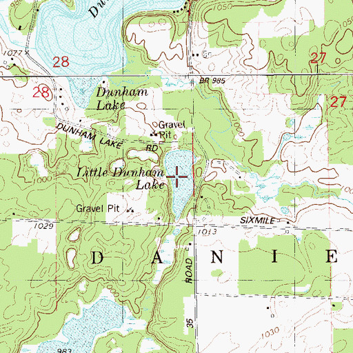 Topographic Map of Little Dunham Lake, WI