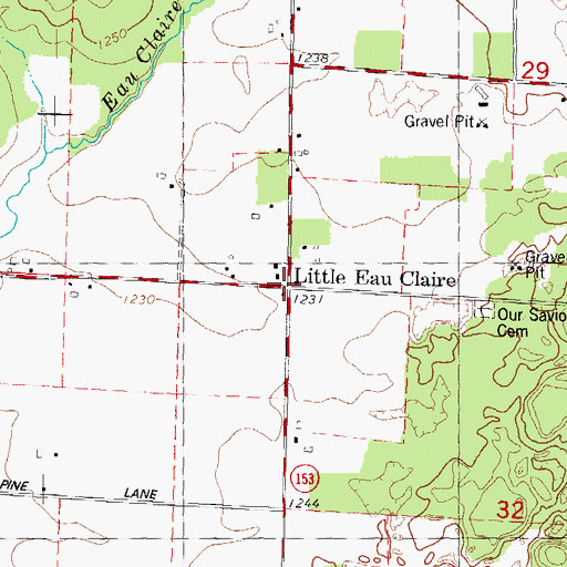 Topographic Map of Little Eau Claire, WI