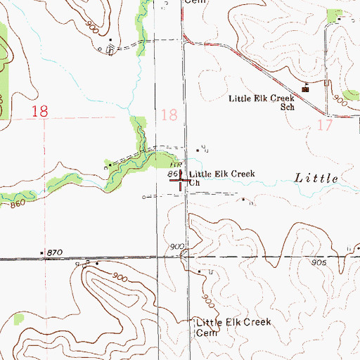 Topographic Map of Little Elk Creek Church, WI