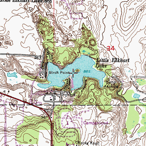 Topographic Map of Little Elkhart Lake, WI