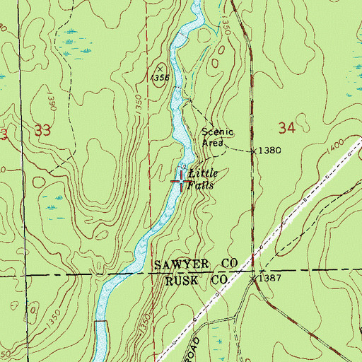 Topographic Map of Little Falls, WI