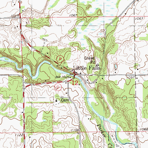 Topographic Map of Little Falls, WI