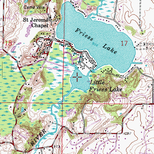 Topographic Map of Little Friess Lake, WI