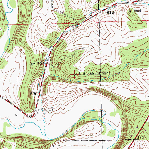 Topographic Map of Little Grant Mine, WI