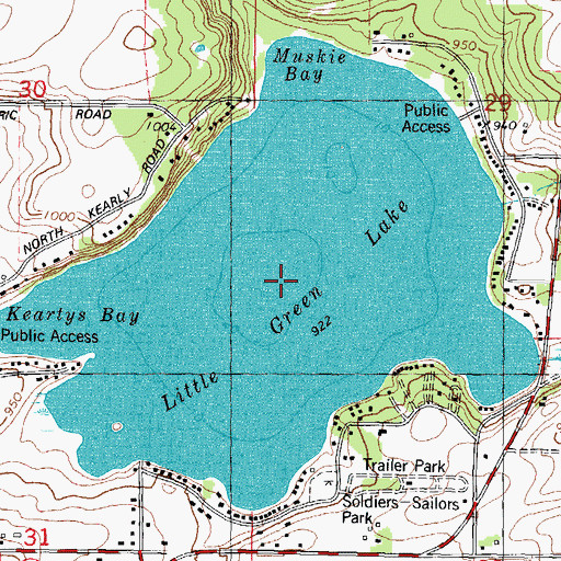 Topographic Map of Little Green Lake, WI