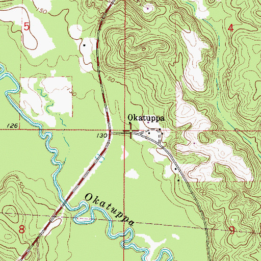 Topographic Map of Okatuppa, AL