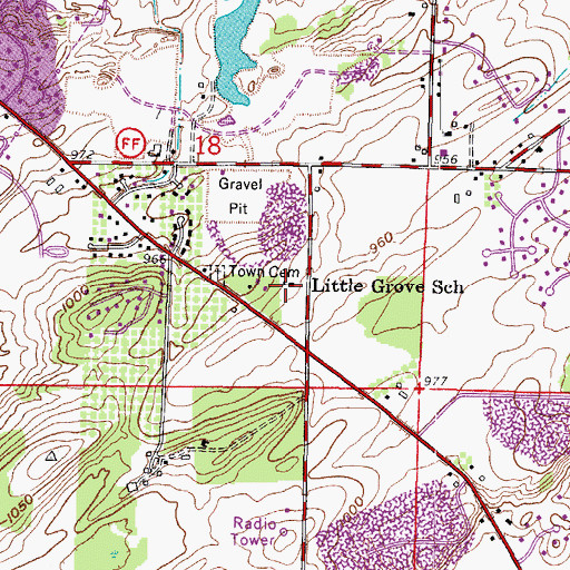 Topographic Map of Little Grove School, WI