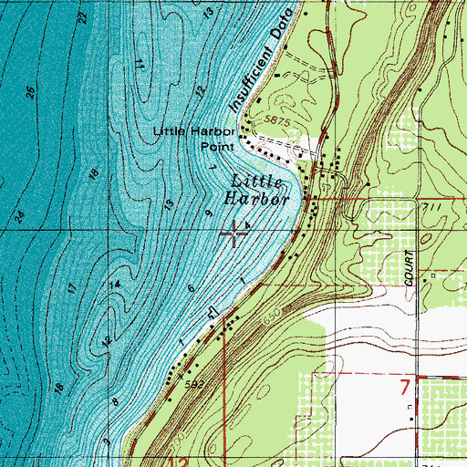 Topographic Map of Little Harbor, WI
