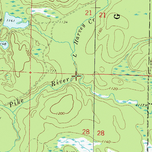 Topographic Map of Little Harvey Creek, WI