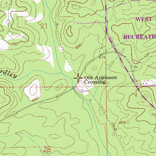 Topographic Map of Old Atkinson Crossing, AL