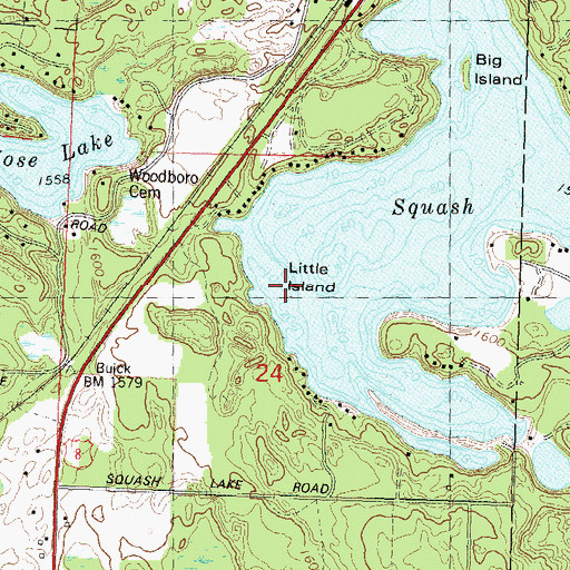 Topographic Map of Little Island, WI