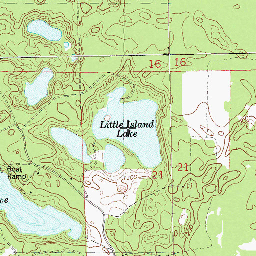 Topographic Map of Little Island Lake, WI