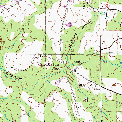 Topographic Map of Old Blevins Mill, AL