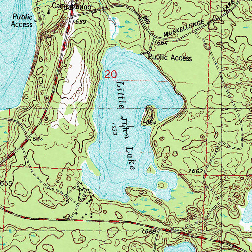 Topographic Map of Little John Lake, WI