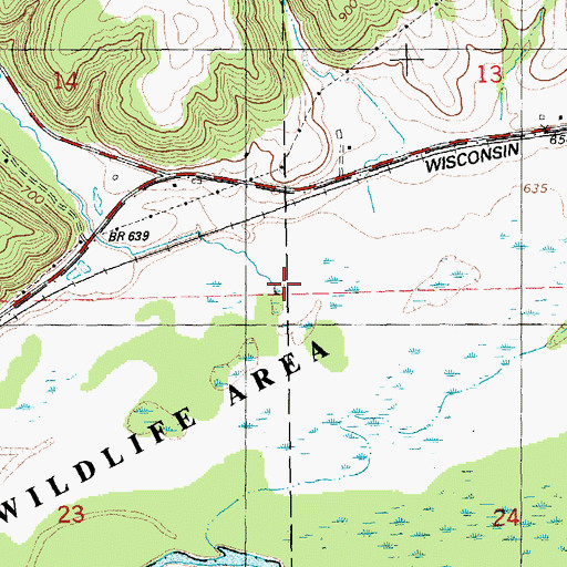 Topographic Map of Little Kickapoo Creek, WI