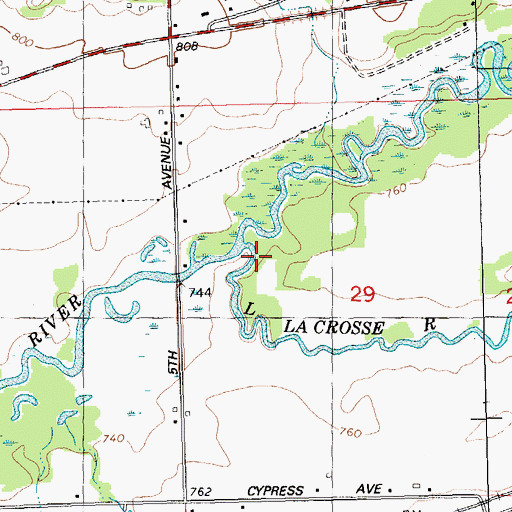 Topographic Map of Little LaCrosse River, WI