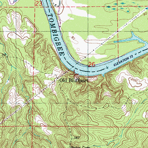 Topographic Map of Old Bluffport, AL
