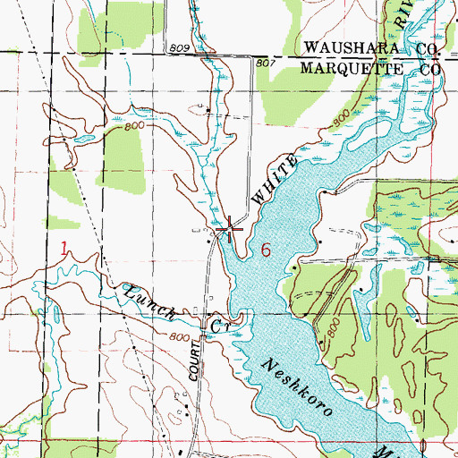 Topographic Map of Little Lunch Creek, WI