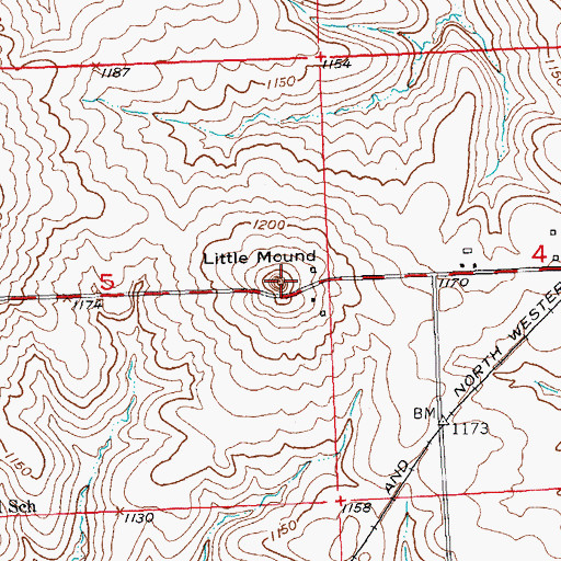 Topographic Map of Little Mound, WI