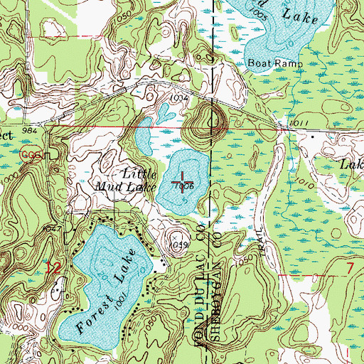 Topographic Map of Little Mud Lake, WI