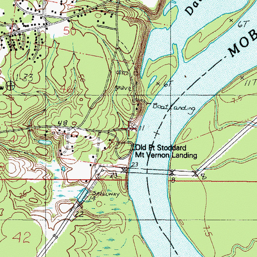 Topographic Map of Old Fort Stoddard Mount Vernon Landing, AL