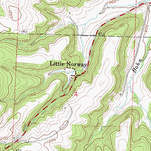 Topographic Map of Little Norway, WI