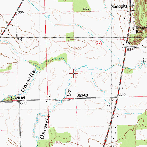 Topographic Map of Little Onemile Creek, WI