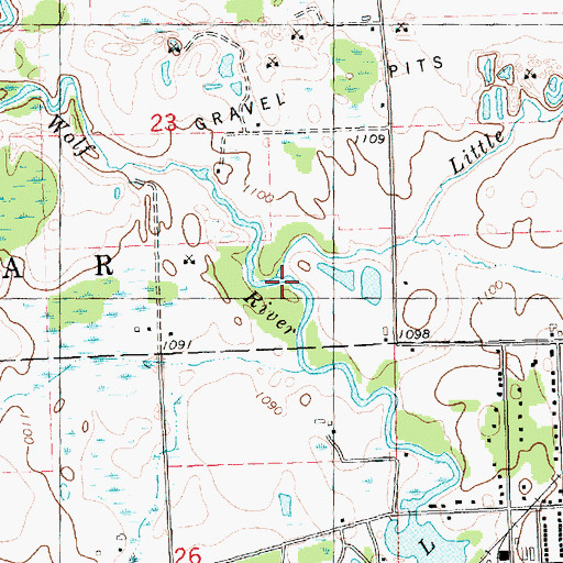 Topographic Map of Little Otter Creek, WI