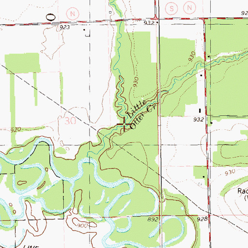 Topographic Map of Little Otter Creek, WI