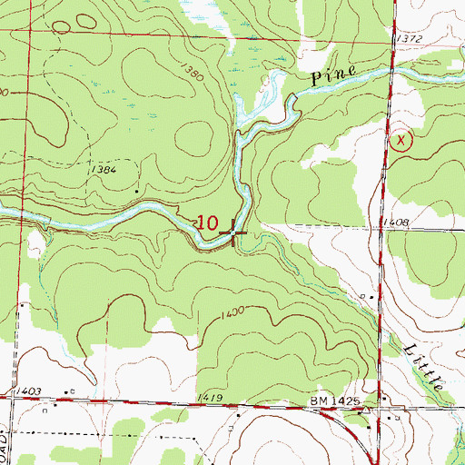 Topographic Map of Little Oxbo Creek, WI