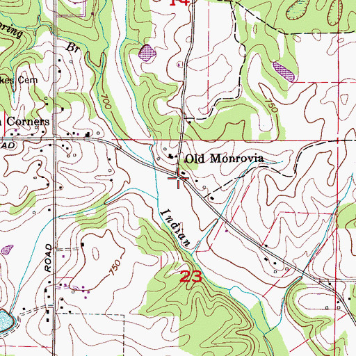 Topographic Map of Old Monrovia, AL