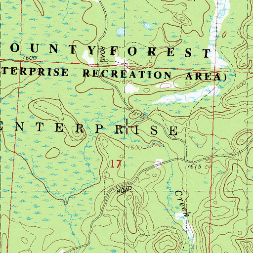 Topographic Map of Little Pine Creek, WI