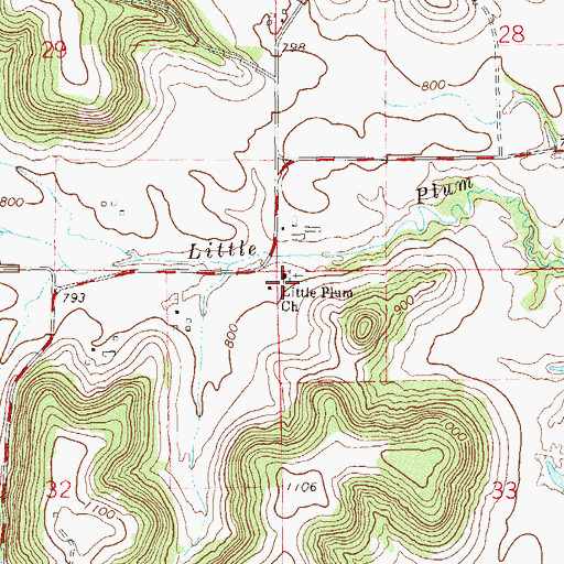 Topographic Map of Little Plum Church, WI