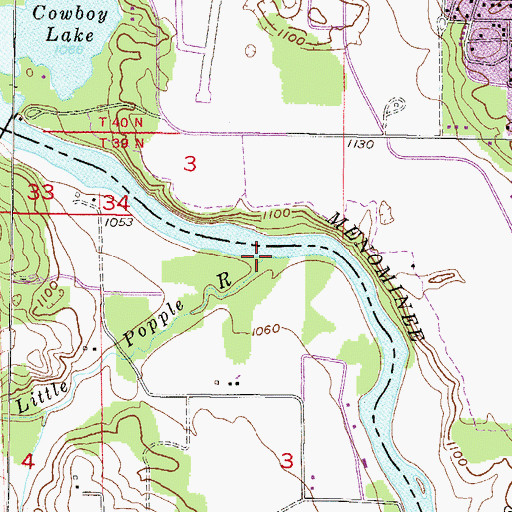 Topographic Map of Little Popple River, WI
