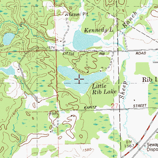 Topographic Map of Little Rib Lake, WI