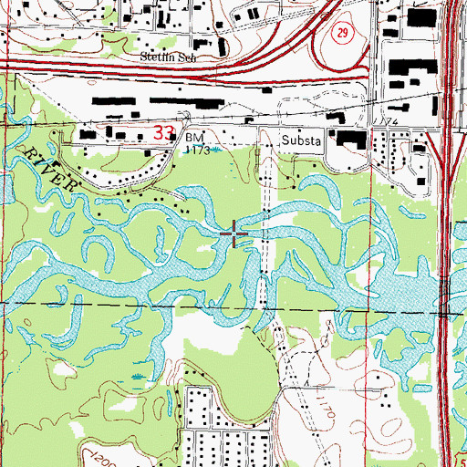 Topographic Map of Little Rib River, WI