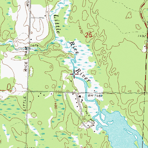 Topographic Map of Little Rice River, WI
