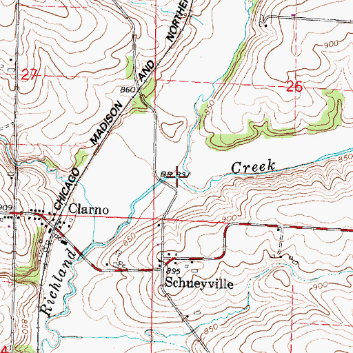 Topographic Map of Little Richard Creek, WI